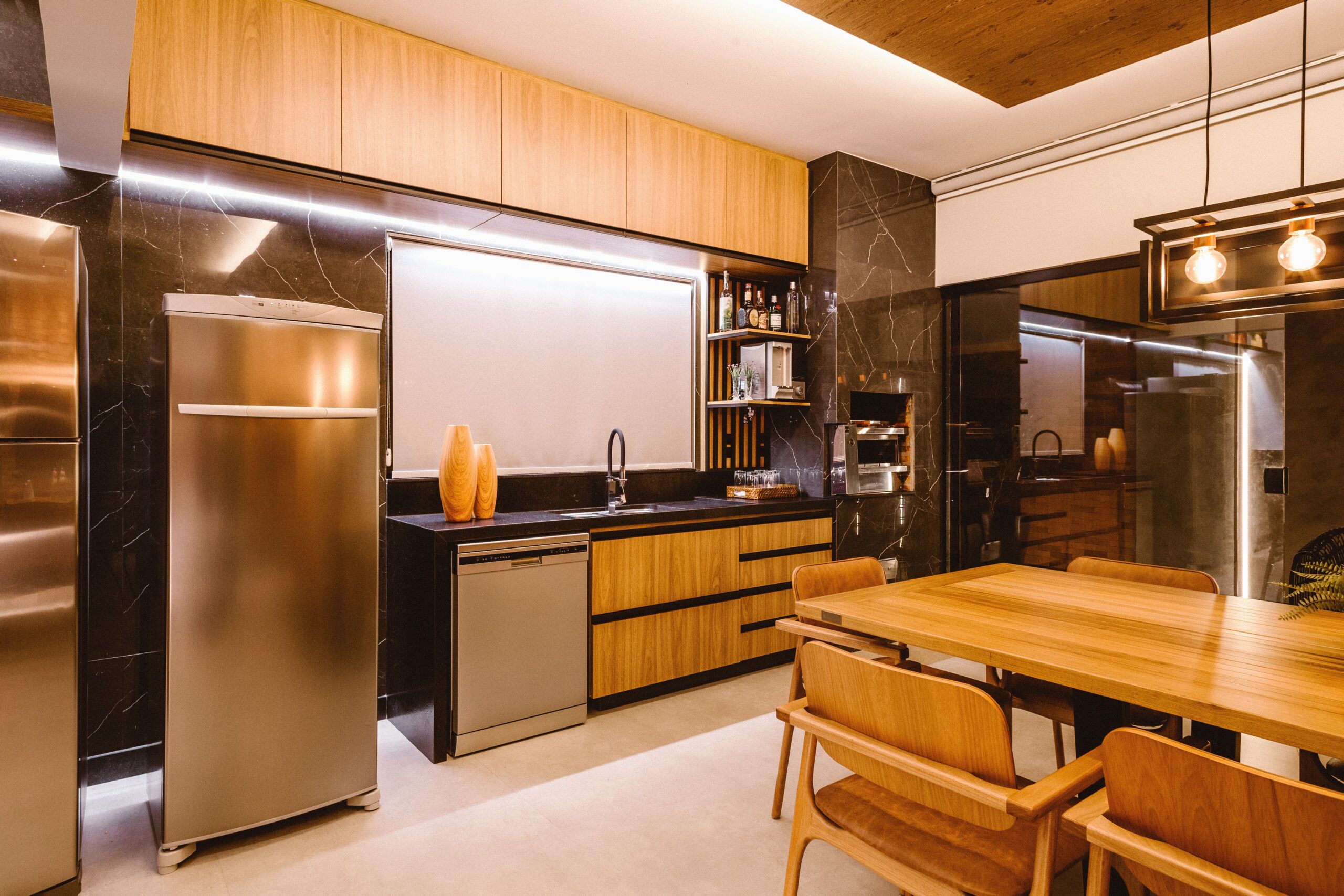 Contemporary Wood & Stone Kitchen